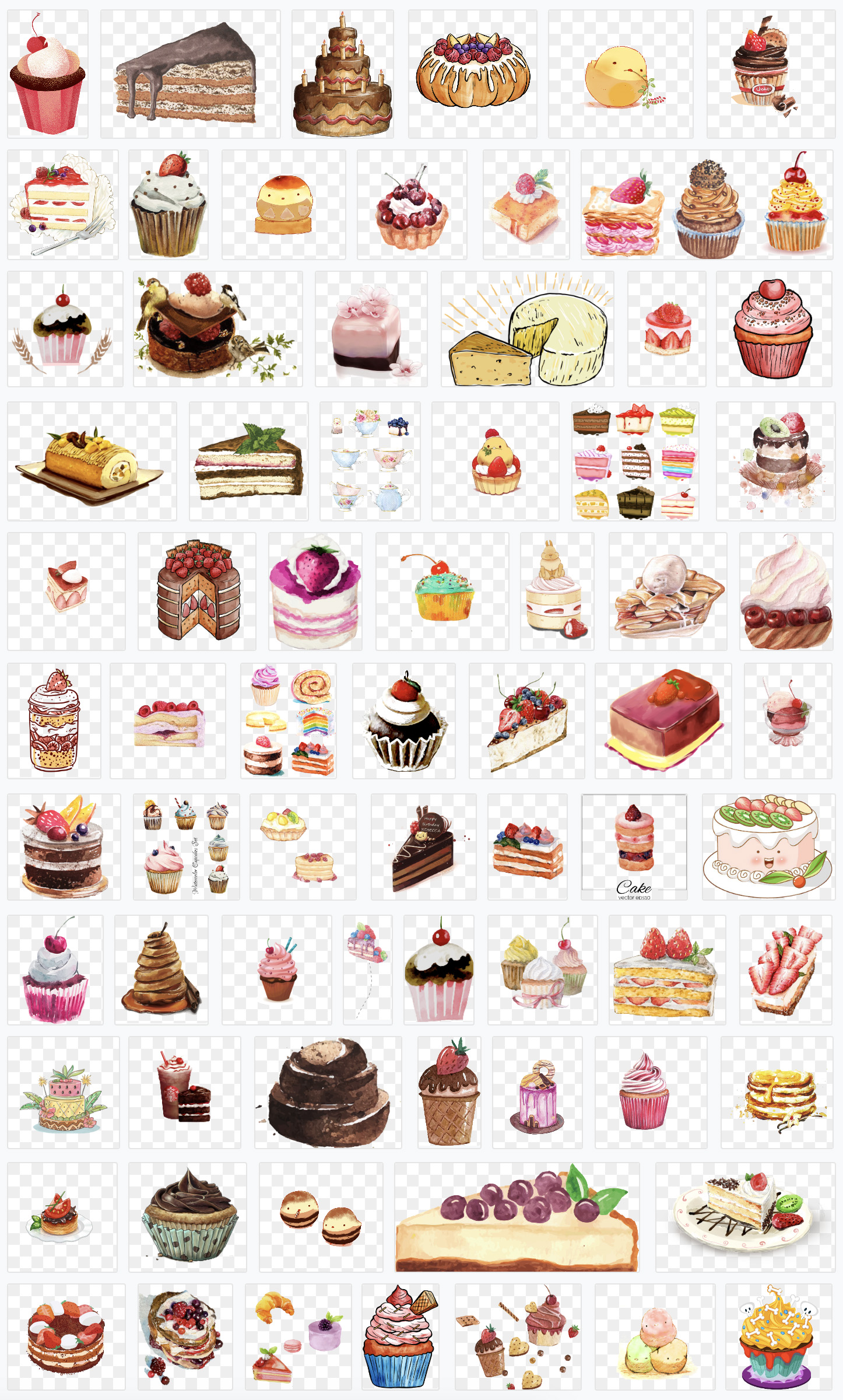 【手绘甜点】手绘卡通可爱蛋糕甜点免抠PNG装饰图案元素