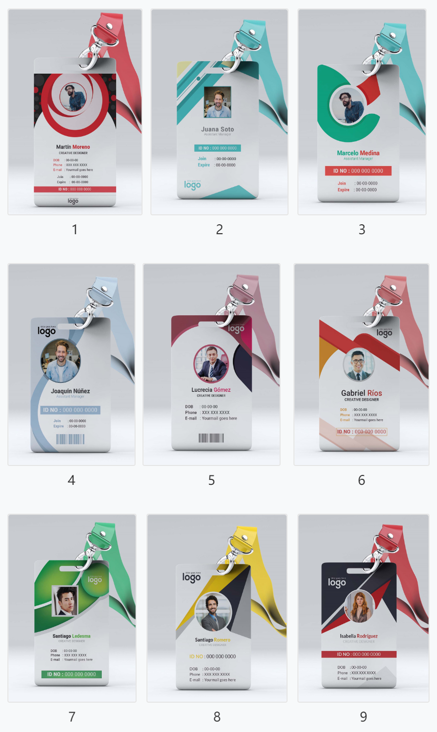 商务企业工作证模板胸牌卡ID证件嘉宾卡会议通行证AI矢量设计素材
