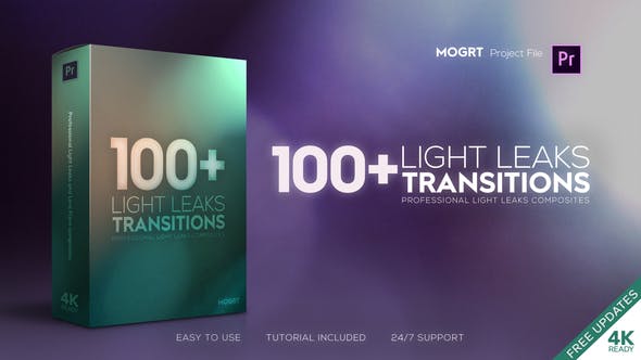 PR预设-超100个4K酷炫光晕炫光转场_Light Leaks Transitions | MOGRT