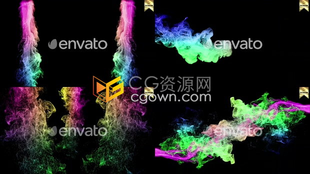 12组4K多彩粒子水母状快速转场过渡彩色粒子烟雾视频元素包下载