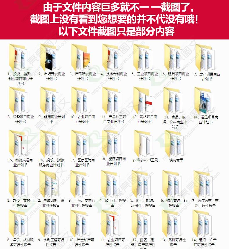 15888份商业计划书创业项目可行性报告招商融资策划推广方案word/ppt模板