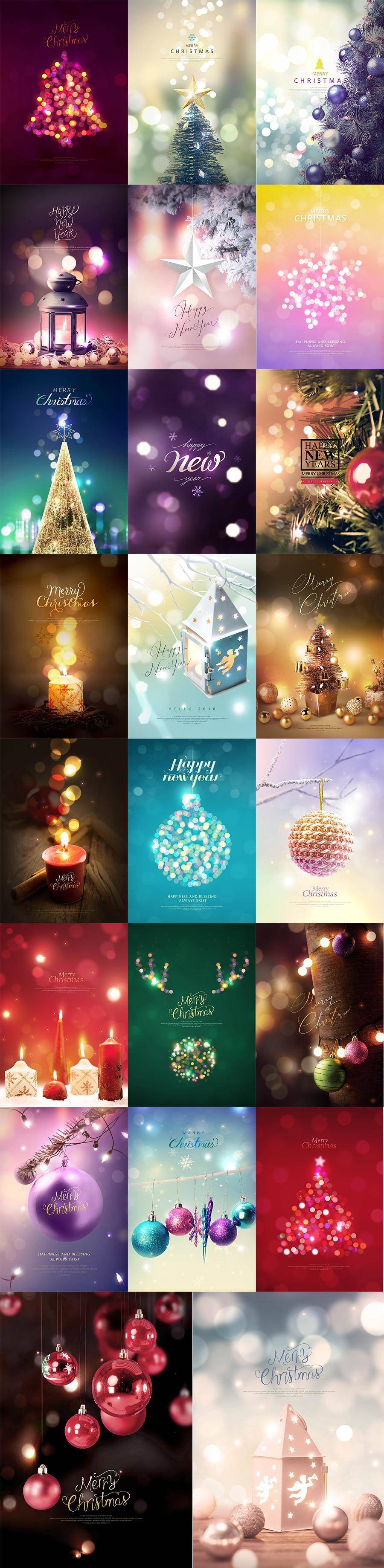 23款国外圣诞节日气氛冬天年末促销宣传贺卡海报PSD分层设计模板