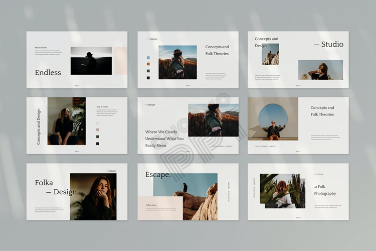 【清雅时尚】11套国外PPT模板合集 清新杂志风【无配图模板】