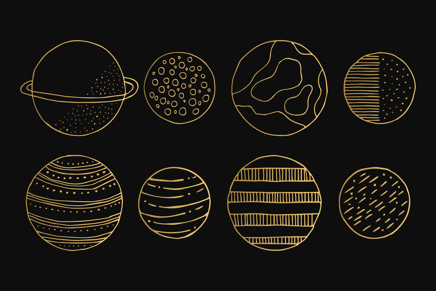 创意抽象烫金太空宇宙星空星座线稿插画图案AI矢量设计素材PNG