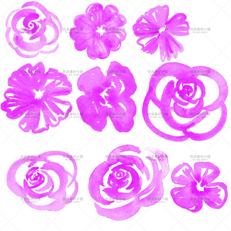 【PS笔刷】水彩花朵玫瑰花手绘鲜花植物叶子花卉花瓣ps玫瑰笔刷美工设计素材