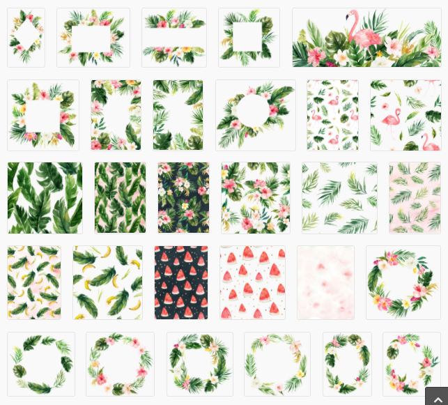 【手绘绿色植物PNG】森系，水彩，婚礼，热带，火烈鸟，花环，请柬卡片 PSD+PNG免抠设计素材