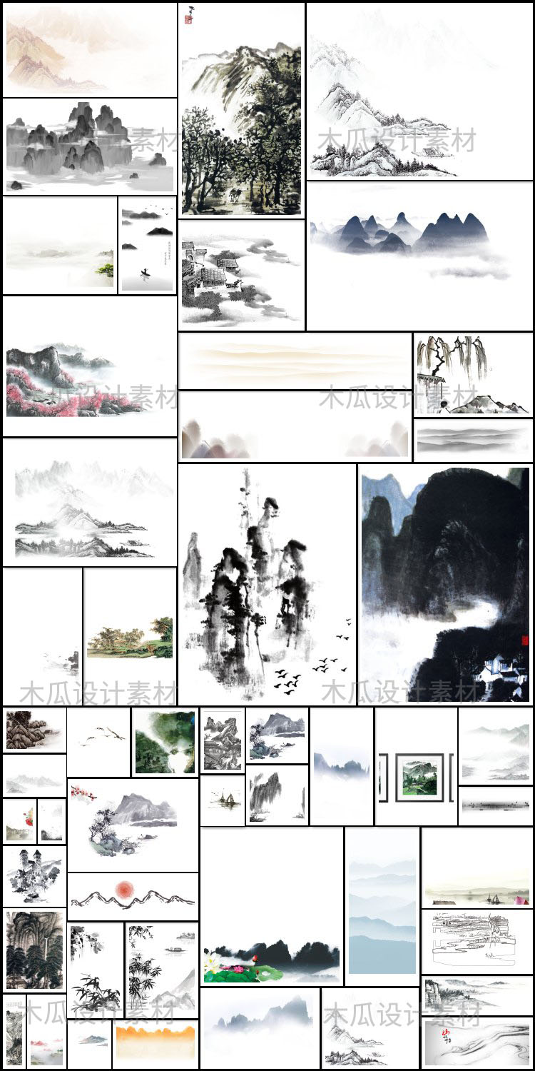 1000余张古风，山水，水墨，中国风，工笔画，png免抠素材