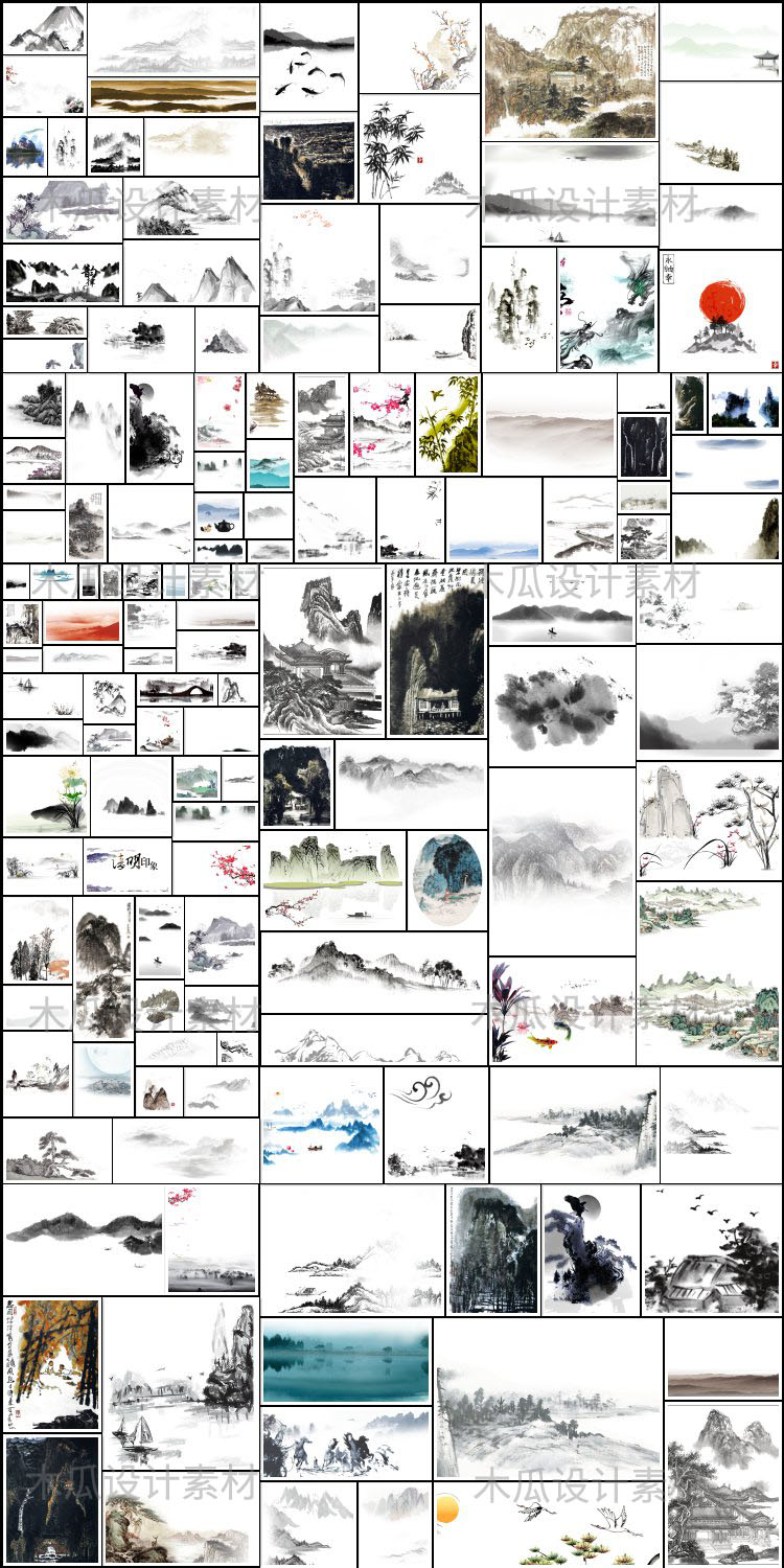 1000余张古风，山水，水墨，中国风，工笔画，png免抠素材