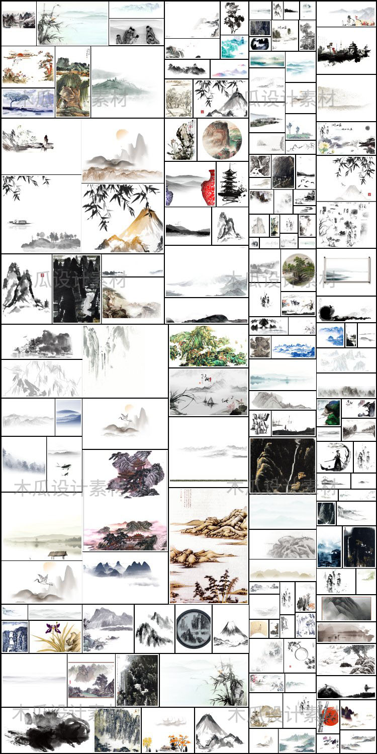1000余张古风，山水，水墨，中国风，工笔画，png免抠素材
