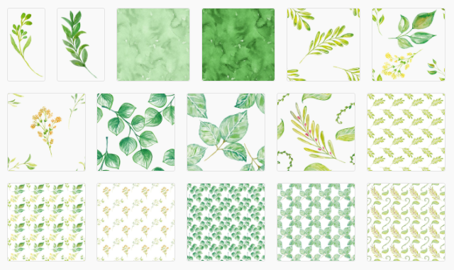 【手绘叶子】清新绿色森系手绘水彩风叶子卡片图案 PSD分层+PNG免扣素材