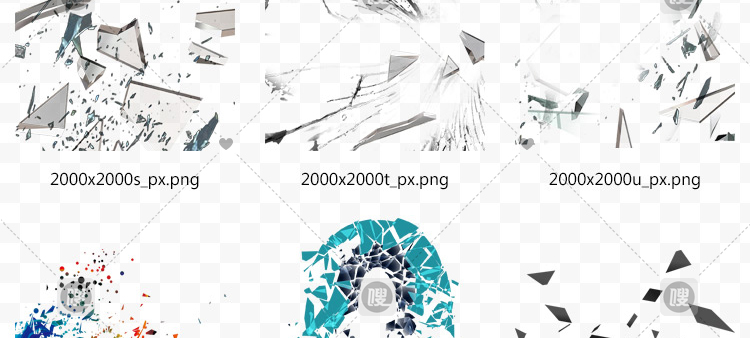 PNG免抠 爆炸玻璃碎片漂浮装饰元素透明背景设计素材免扣