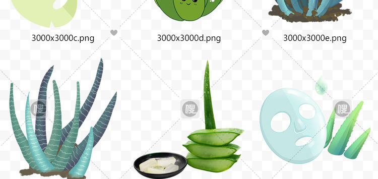 【PNG免抠 】手绘卡通芦荟植物盆栽花盆水彩仙人掌插画设计素材