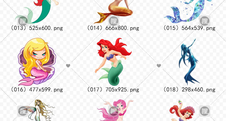 【PNG免抠】3D梦幻卡通手绘美人鱼公主尾巴免扣设计素材元素