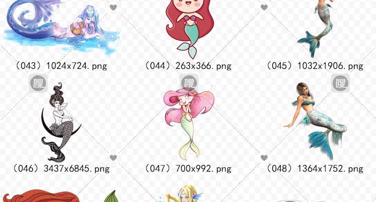 【PNG免抠】3D梦幻卡通手绘美人鱼公主尾巴免扣设计素材元素