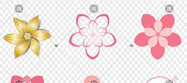 立体装饰卡通花朵花卉图案祥云免扣透明底设计素材