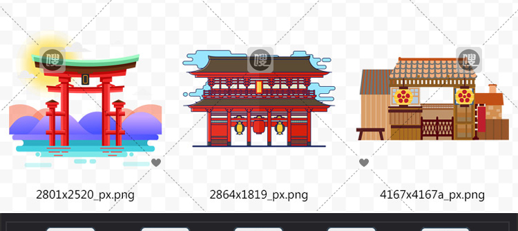 中式古典古代建筑水彩城楼塔透明背景设计装饰素材