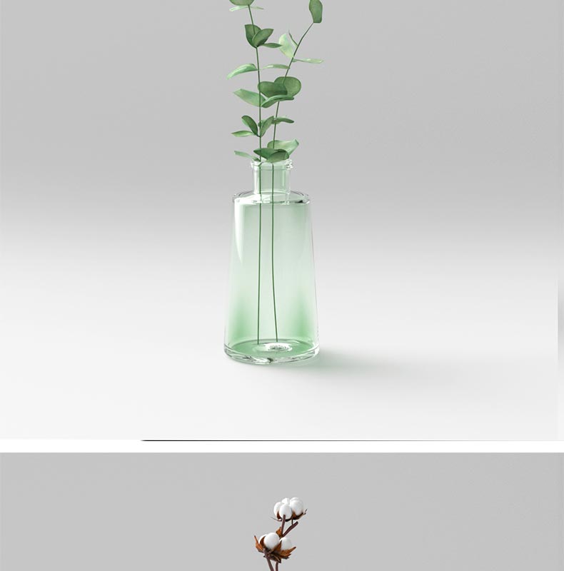 16款C4D室内装饰ins多肉植物木棉花玻璃花瓶模型素材OC渲染