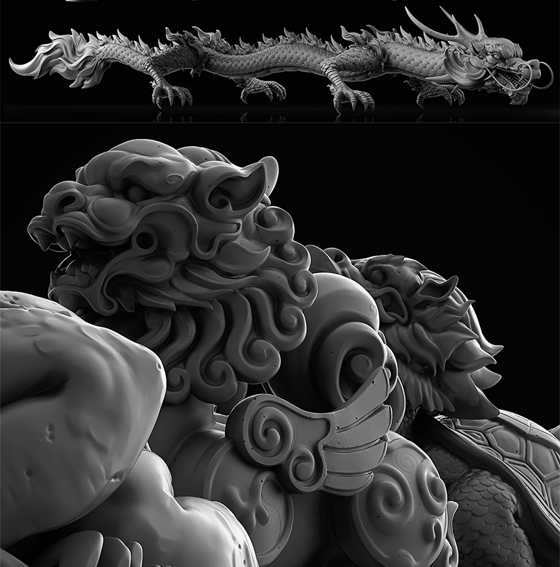 【古代建筑模型】中国古代建筑3D人物服饰龙狮蟾蜍游戏C4D场景模型OBJ格式