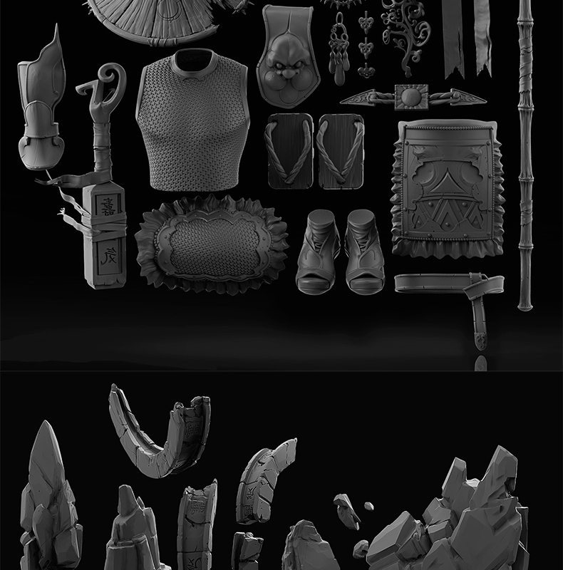 【古代建筑模型】中国古代建筑3D人物服饰龙狮蟾蜍游戏C4D场景模型OBJ格式