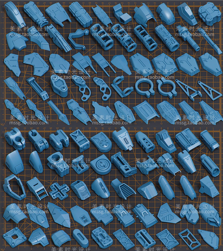 【机械部件模型】500款科幻机械硬面零部件3D模型