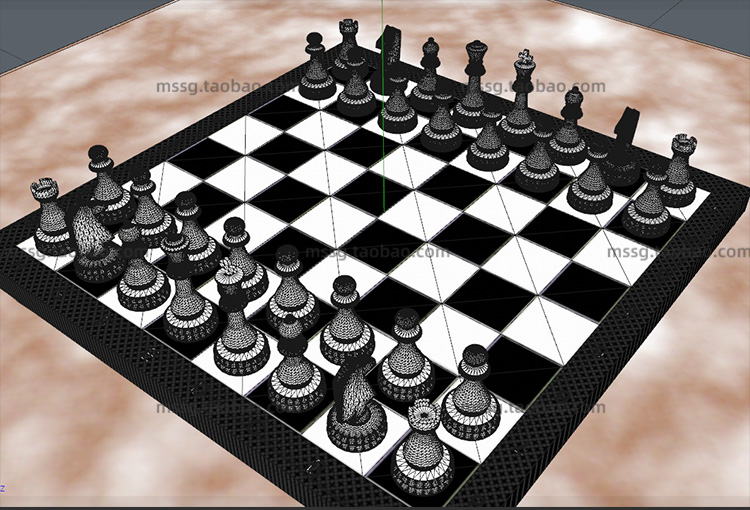 【C4D模型】创意场景国际西洋棋 玻璃象棋C4D模型