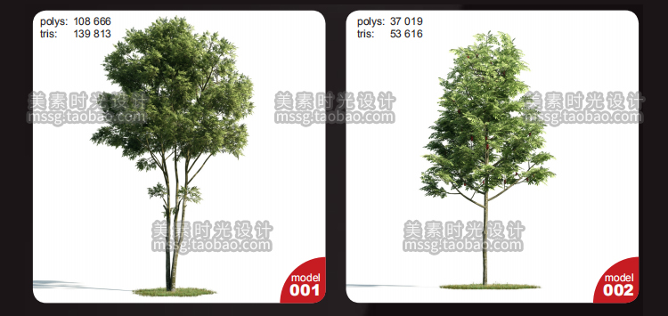54款室外户外野外园林景观植物大树木C4D模型
