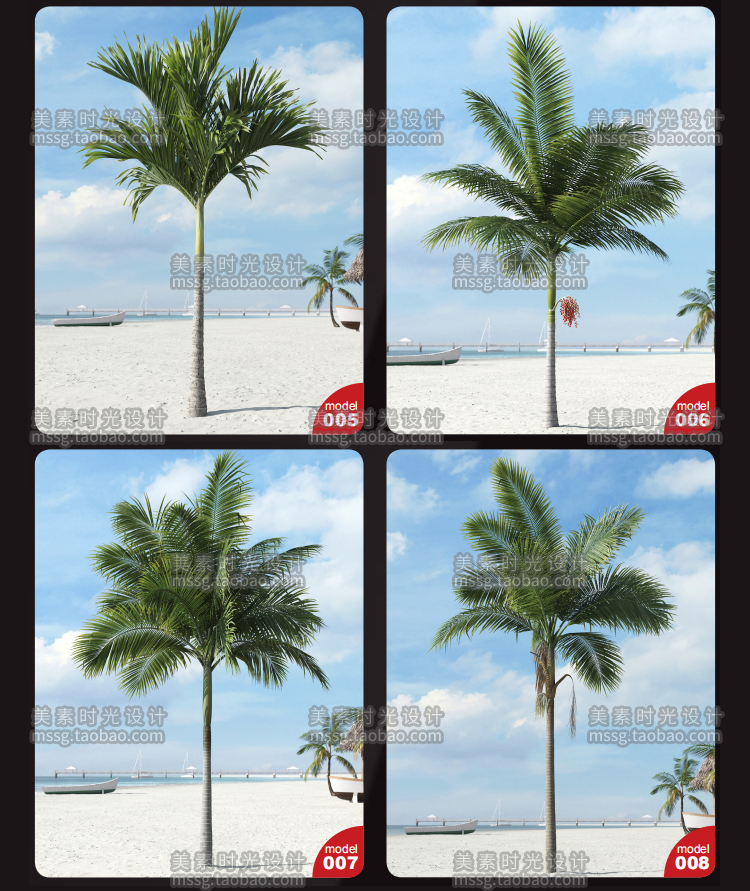 40款C4D热带植物树木棕榈树椰子树