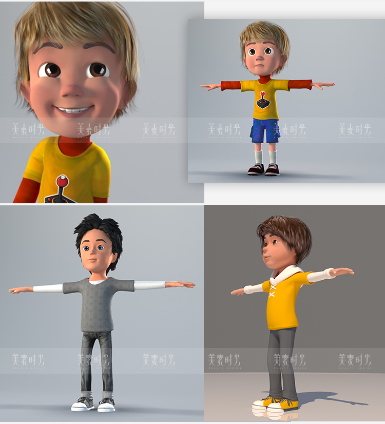 21款卡通人物角色C4D模型