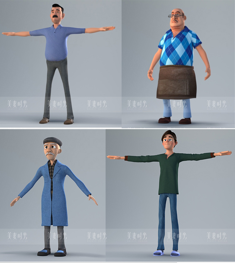 21款卡通人物角色C4D模型