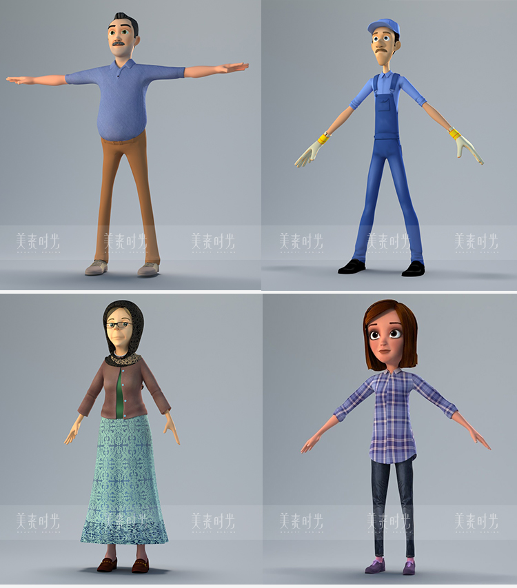 21款卡通人物角色C4D模型