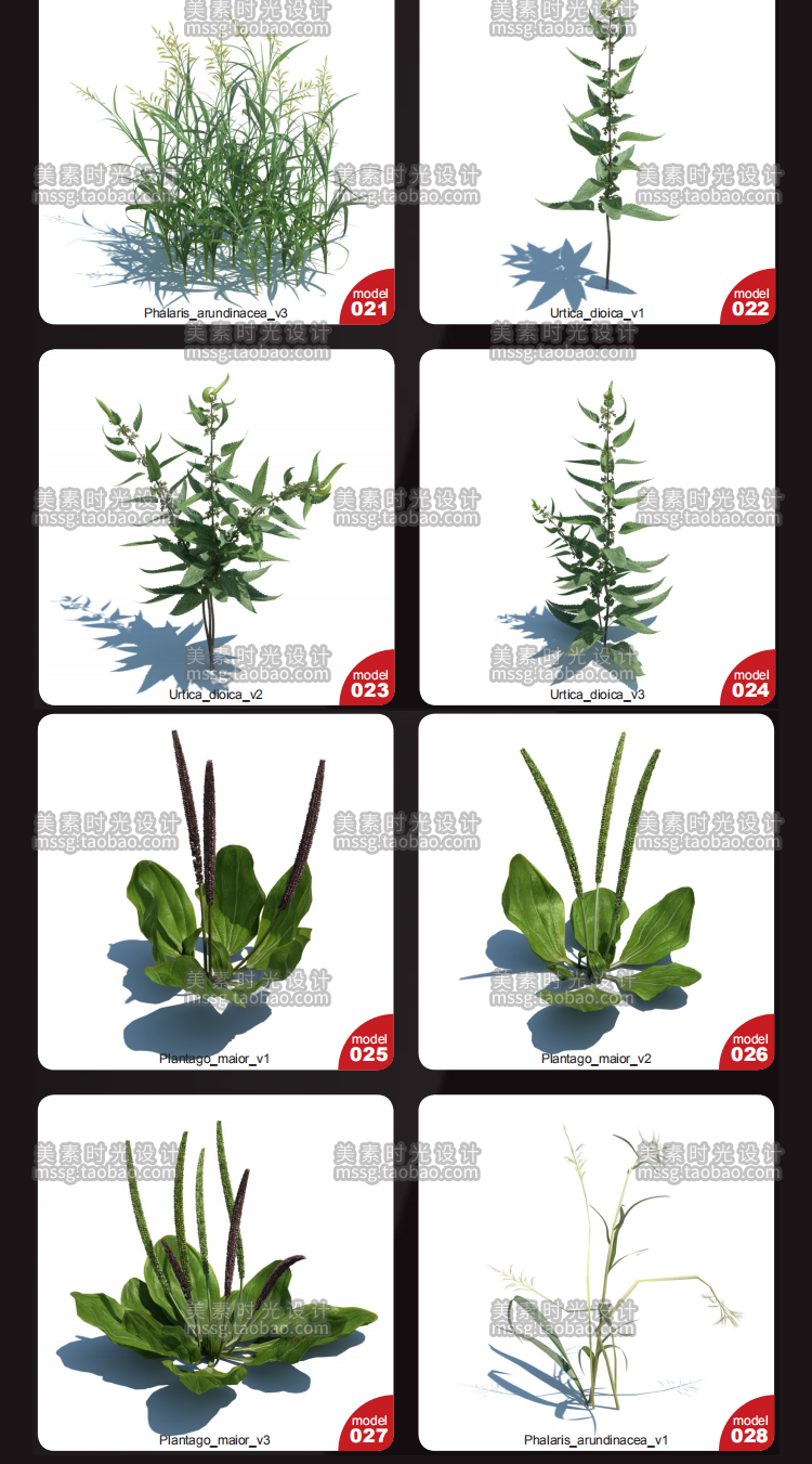 148款野外植物花草C4D模型素材集
