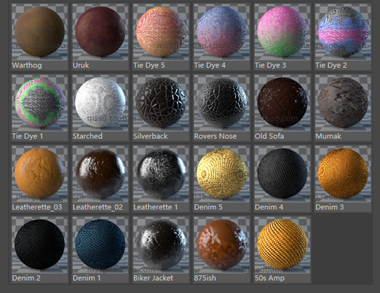 【C4D材质】自带默认渲染 织物布料皮革材质球纹理贴图模型渲染素材