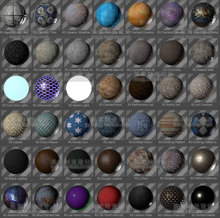 135个C4D RedShift红移材质球预设集