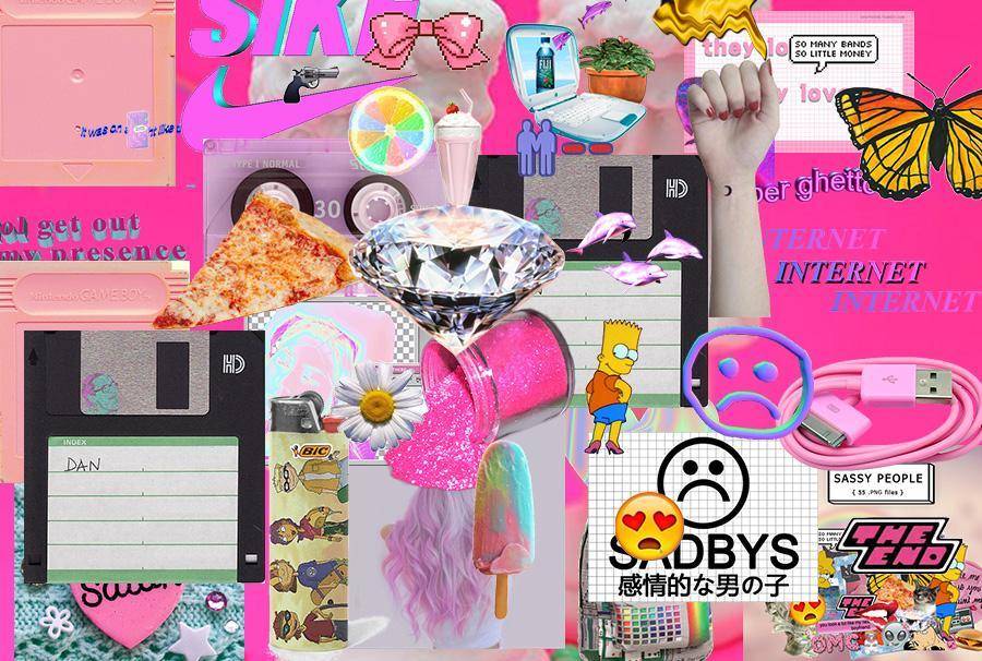 1000+蒸汽波Vaporwave时尚创意海报设计荧光镭射背景PNG透明图模板素材