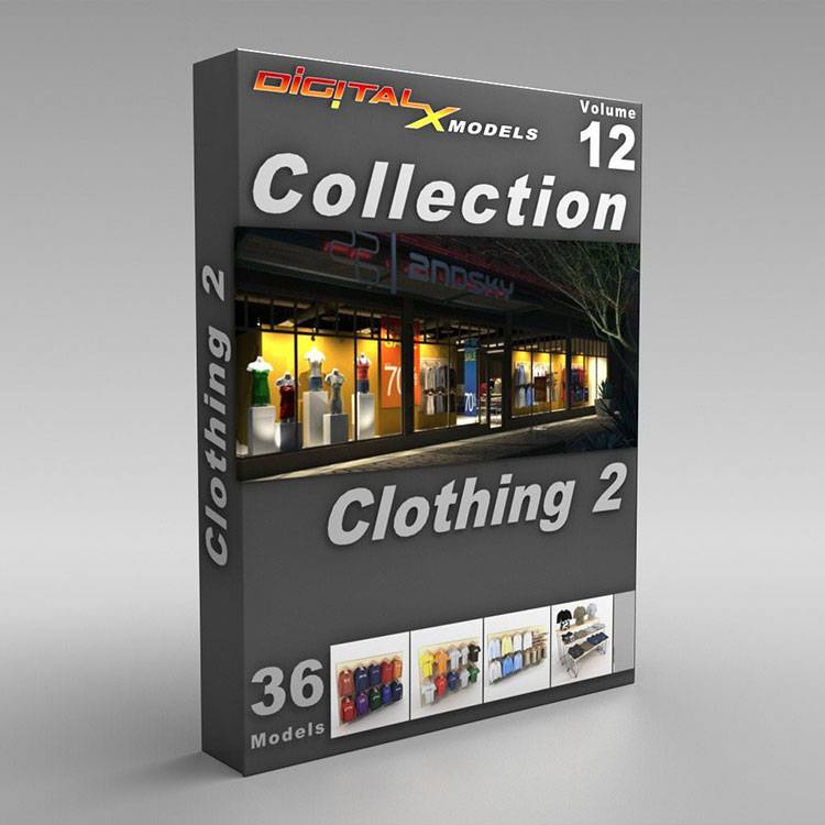 【服饰衣架】36组服装店衣服服饰架3D模型素材