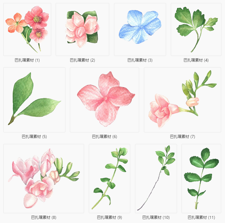 【手绘花卉】24张甜美花卉水彩包装印花图案高清PNG免抠图EPS矢量设计素材包