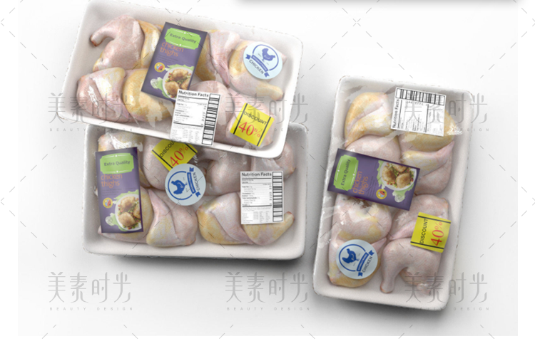 【C4D模型】国外餐饮写实食物鸡腿肉片包装制品C4D模型