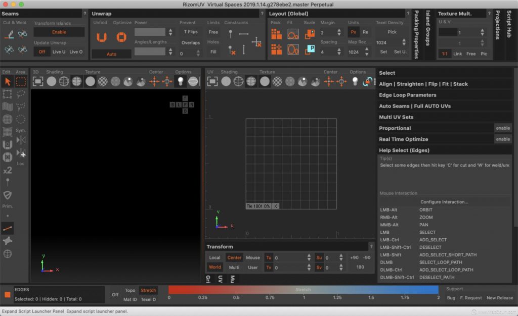 三维模型展UV软件 RizomLab RizomUV Virtual Spaces 2019.1.14 Win破解版