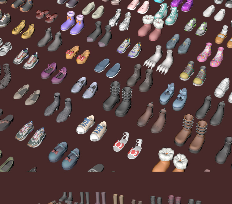 700+卡通可爱马丁靴运动跑步帆布休闲高跟鞋子凉鞋C4D模型3D素材