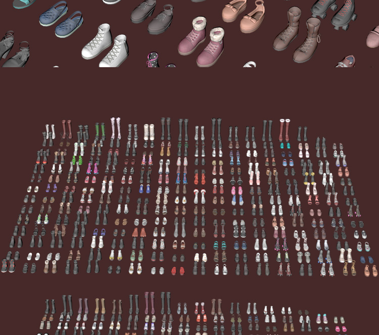 700+卡通可爱马丁靴运动跑步帆布休闲高跟鞋子凉鞋C4D模型3D素材