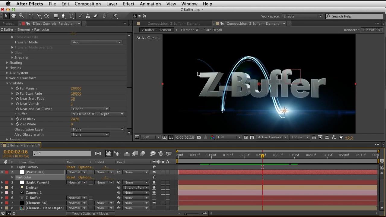 Red Giant – Using Trapcode Particular Z-Buffer(Integrating 3D with Particles)
