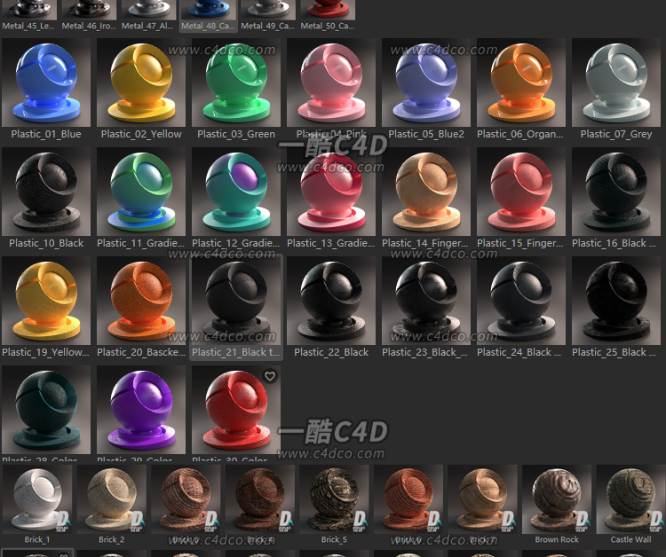 325种Arnold阿诺德渲染器材质C4D预设 v3