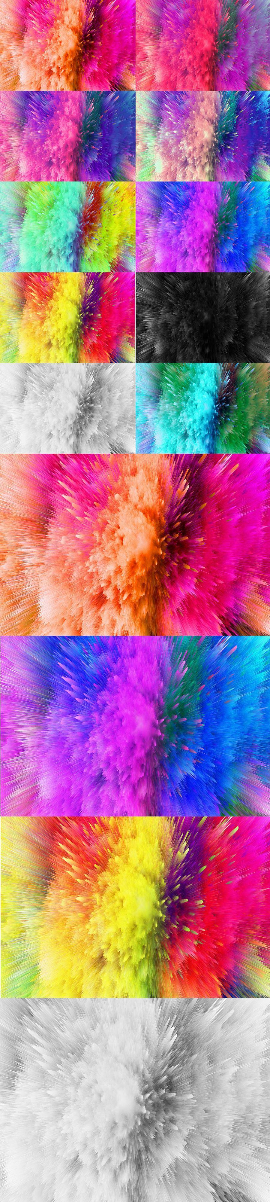 10款彩色粉尘喷溅爆炸纹理4K超清高清背景质感底纹图片素材打包下载