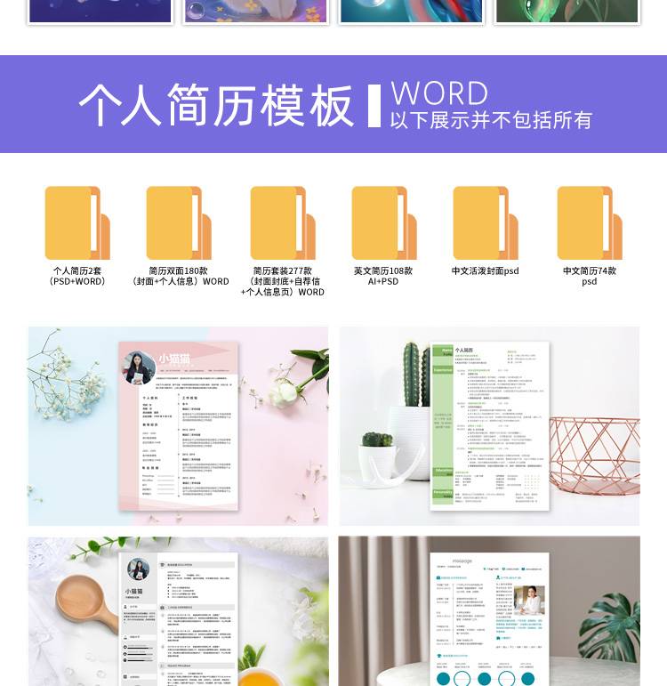 平面设计作品集面试海报排版画册VIS手册word简历psd/AI素材模板