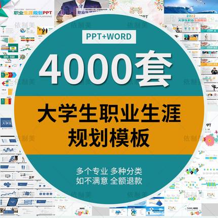 4000套大学生职业生涯规划书ppt模板范本 就业求职工作计划发展word范文