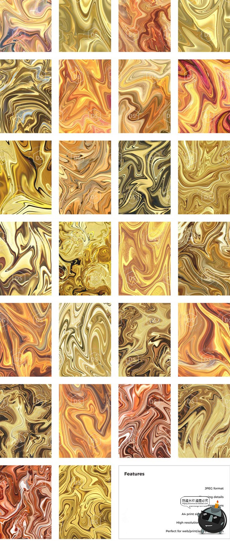300款鎏金抽象艺术液体奢华金属扭曲流体渐变纹理背景底纹JPG图片素材