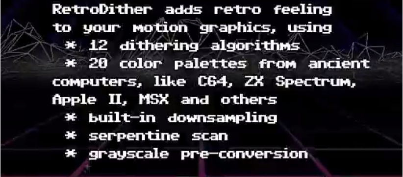 PR插件-粗糙复古8bit比特像素效果 RetroDither v1.8 Win