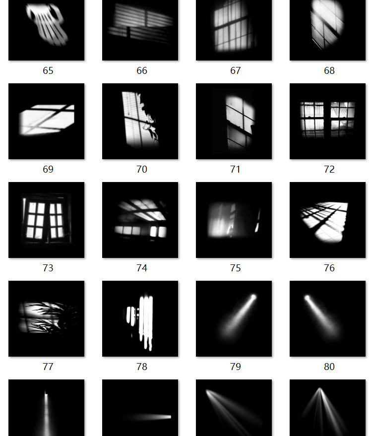 95张C4D光影贴图窗户植物焦散抽象光线贴图