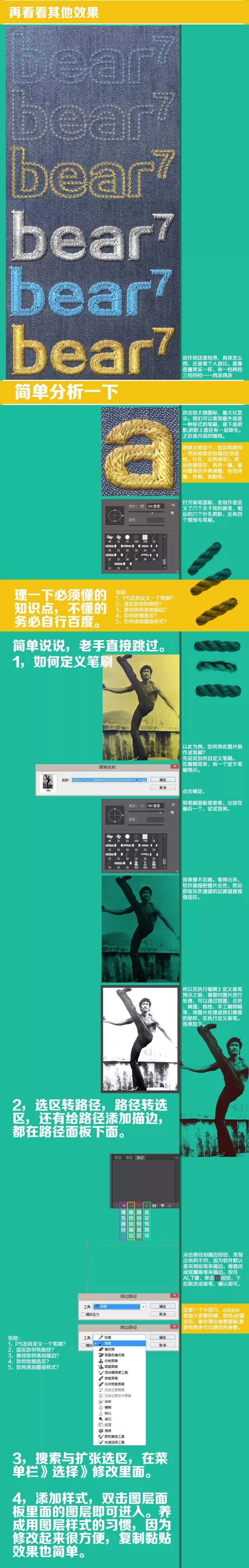 PS动作预设：PS刺绣效果动作