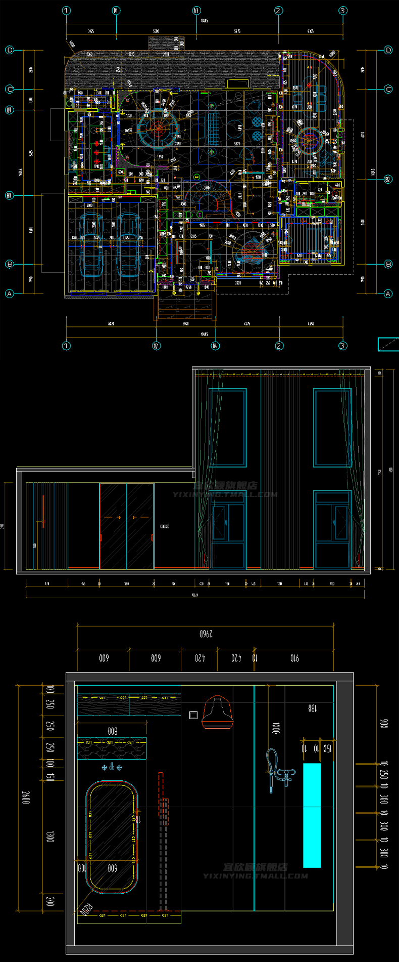 257套欧式别墅全套室内家装装修设计方案效果图平面立面CAD施工图图纸